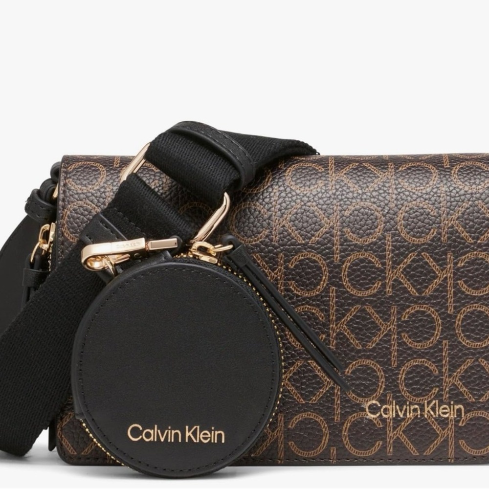 Calvin Klein Monogram Crossbody in Brown and Black